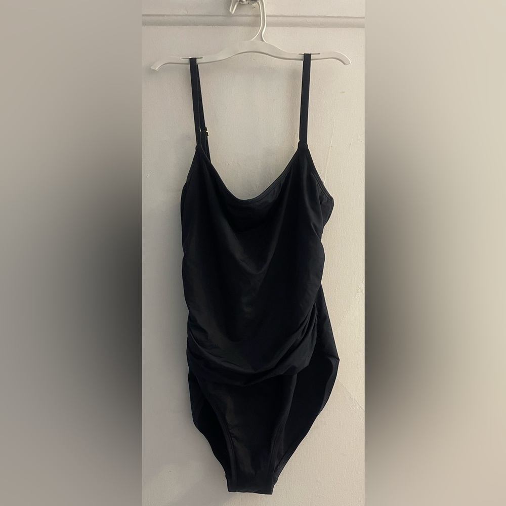 La Blanca Island Goddess Lingerie One Piece Swimsuit- Black-Size 8